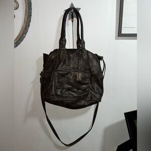 Dark Brown Leather Tote Bag